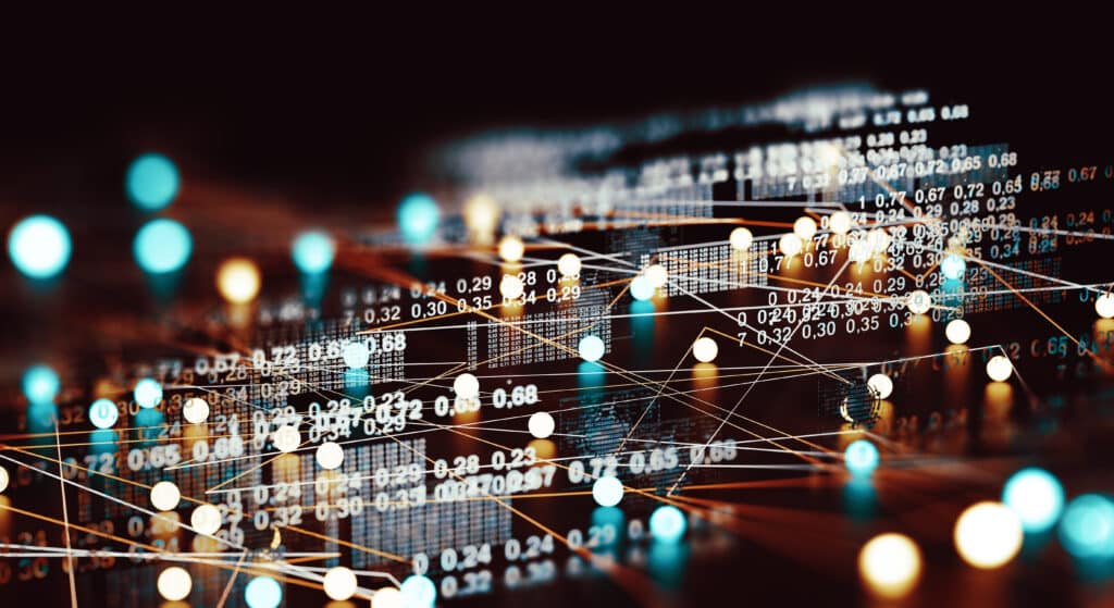 Data volume analysis and computer science industry.3d illustration