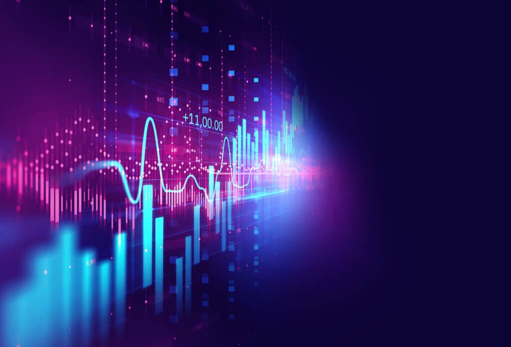 financial stock market graph on technology abstract background represent risk of investment